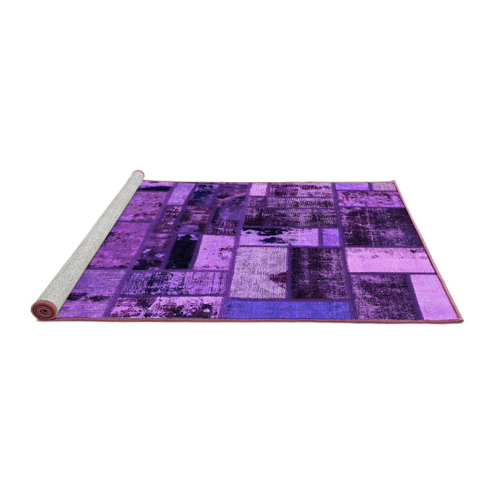 Sideview of Machine Washable Patchwork Purple Transitional Area Rugs, wshabs5616pur
