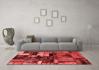 Machine Washable Patchwork Red Transitional Rug, wshabs5616red