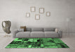 Machine Washable Patchwork Emerald Green Transitional Area Rugs in a Living Room,, wshabs5616emgrn