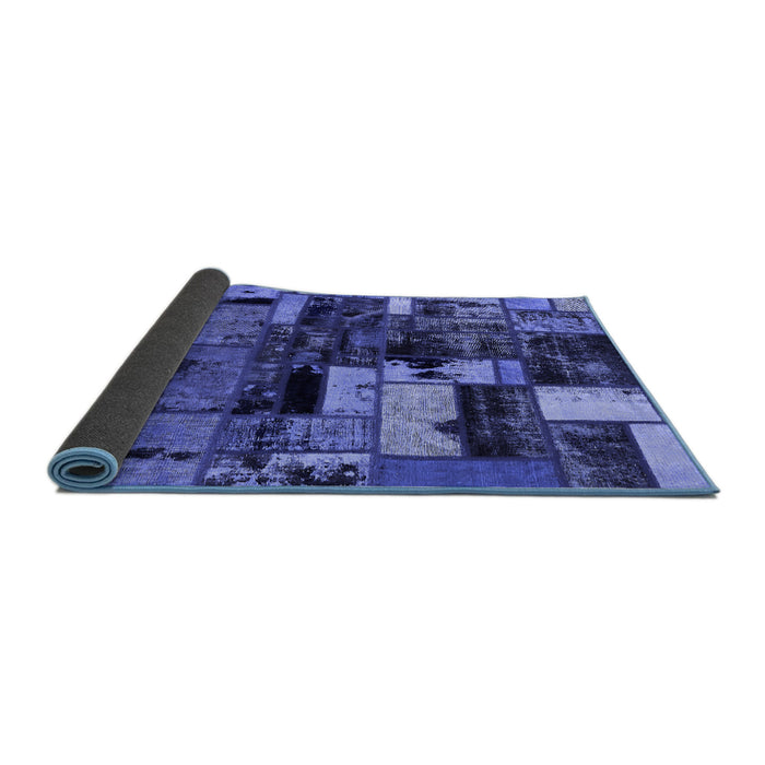 Sideview of Patchwork Blue Transitional Rug, abs5616blu