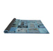 Sideview of Abstract Sky Blue Patchwork Rug, abs5617