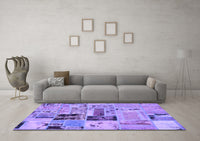 Machine Washable Patchwork Purple Transitional Rug, wshabs5617pur