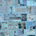 Square Abstract Sky Blue Patchwork Rug, abs5617