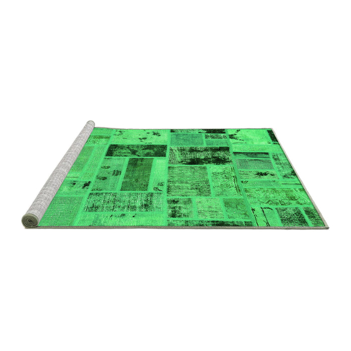 Sideview of Machine Washable Patchwork Green Transitional Area Rugs, wshabs5617grn