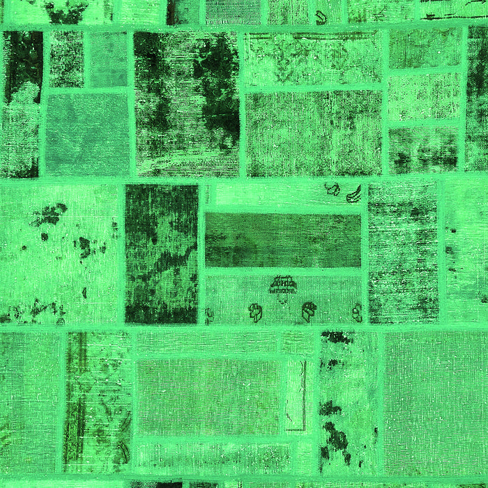 Machine Washable Patchwork Green Transitional Area Rugs, wshabs5617grn