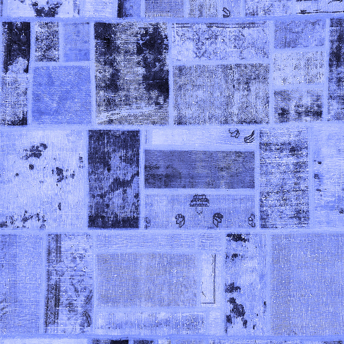 Machine Washable Patchwork Blue Transitional Rug, wshabs5617blu