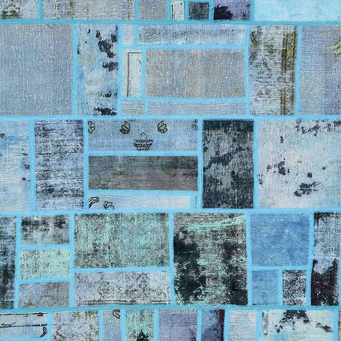 Abstract Sky Blue Patchwork Rug, abs5617