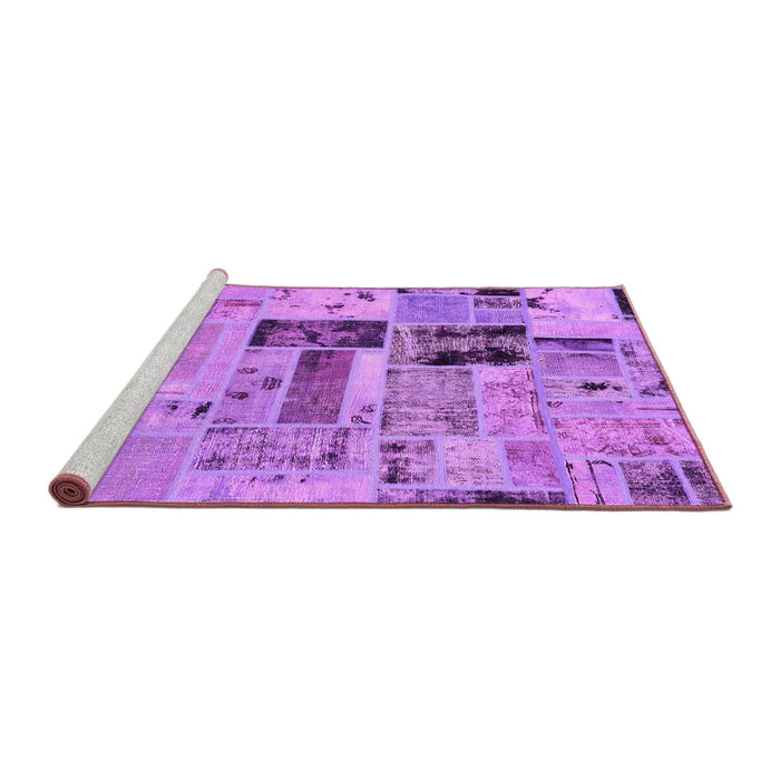 Sideview of Machine Washable Patchwork Pink Transitional Rug, wshabs5617pnk