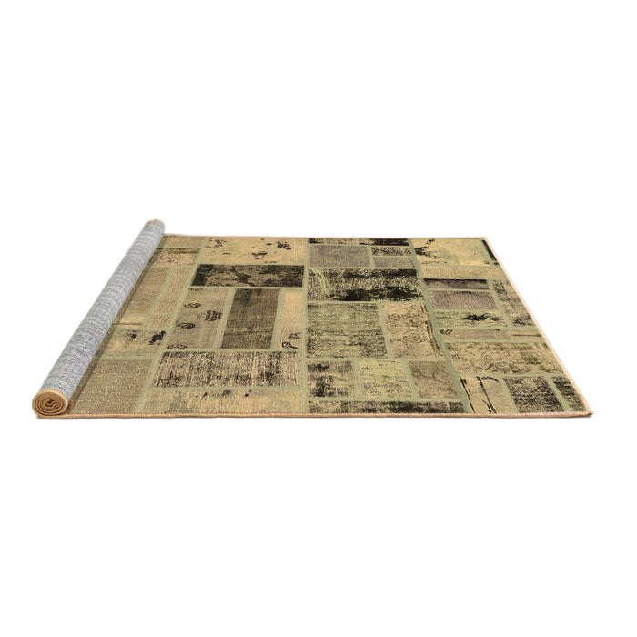 Sideview of Machine Washable Patchwork Brown Transitional Rug, wshabs5617brn