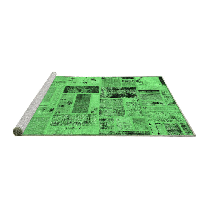 Sideview of Machine Washable Patchwork Emerald Green Transitional Area Rugs, wshabs5617emgrn