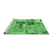 Sideview of Machine Washable Patchwork Emerald Green Transitional Area Rugs, wshabs5617emgrn