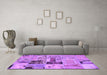 Machine Washable Patchwork Pink Transitional Rug in a Living Room, wshabs5617pnk