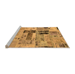 Sideview of Machine Washable Patchwork Orange Transitional Area Rugs, wshabs5617org