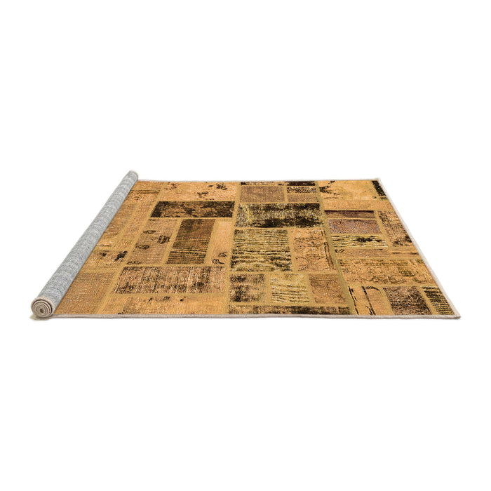 Sideview of Machine Washable Patchwork Orange Transitional Area Rugs, wshabs5617org