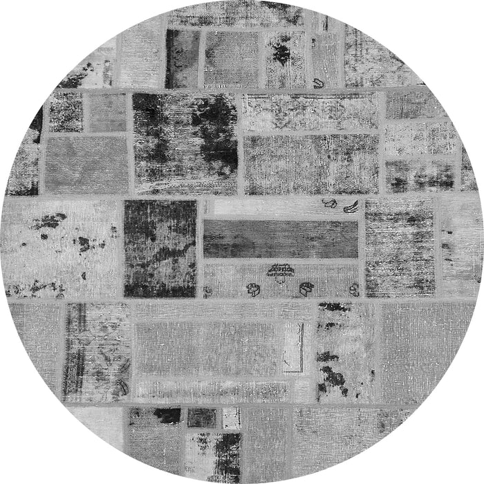 Round Patchwork Gray Transitional Rug, abs5617gry