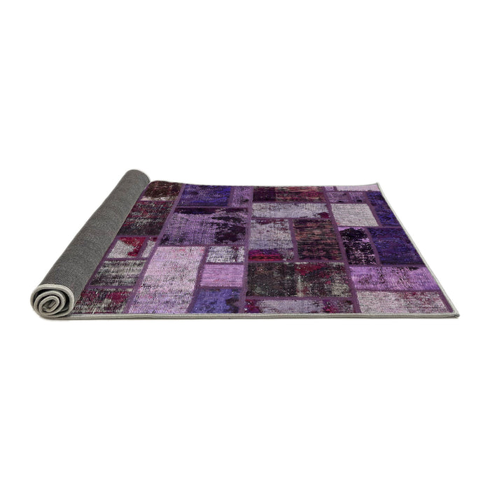 Sideview of Abstract Lavender Purple Patchwork Rug, abs5618