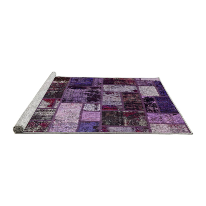Sideview of Machine Washable Abstract Lavender Purple Rug, wshabs5618