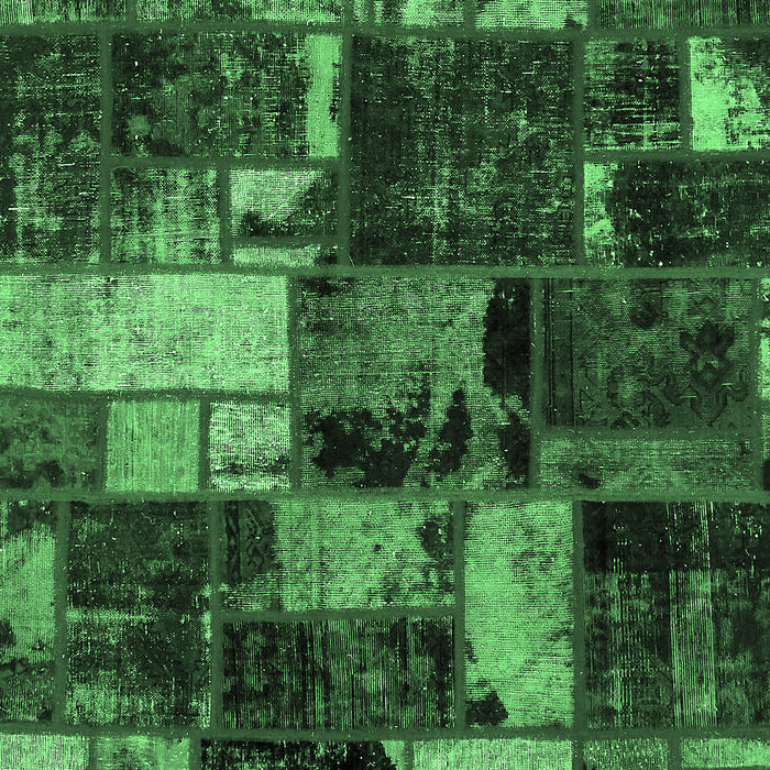 Machine Washable Patchwork Emerald Green Transitional Area Rugs, wshabs5618emgrn