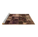 Sideview of Machine Washable Patchwork Brown Transitional Rug, wshabs5618brn