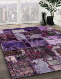 Abstract Lavender Purple Patchwork Rug, abs5618