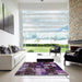 Square Machine Washable Abstract Lavender Purple Rug in a Living Room, wshabs5618