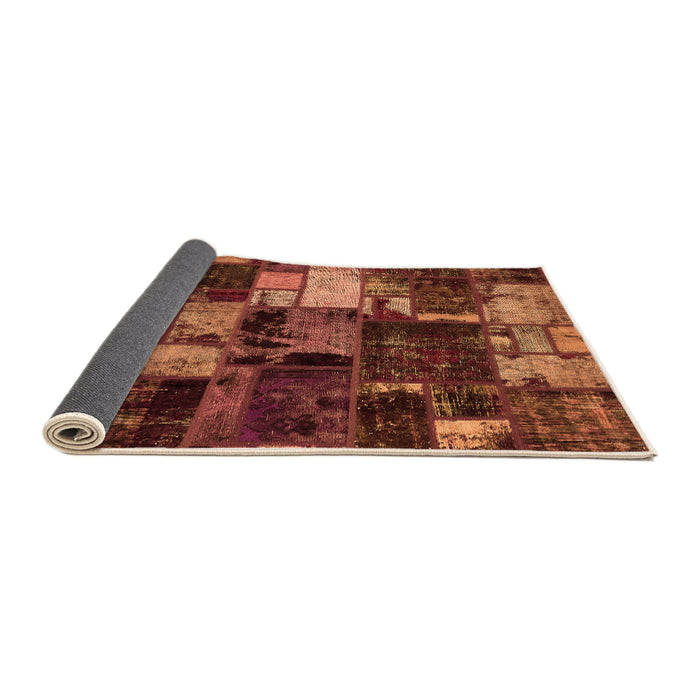 Sideview of Patchwork Orange Transitional Rug, abs5618org