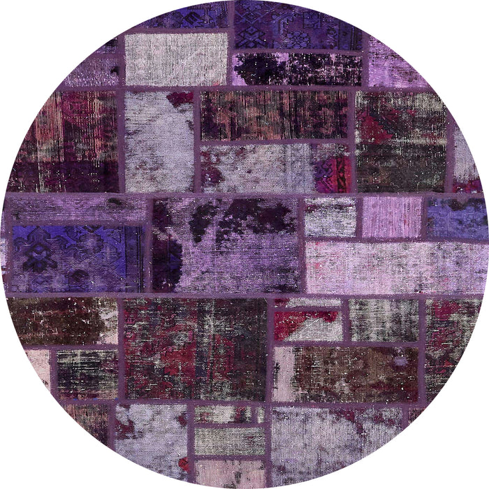 Round Machine Washable Abstract Lavender Purple Rug, wshabs5618