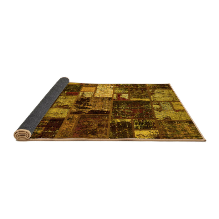 Sideview of Patchwork Yellow Transitional Rug, abs5618yw