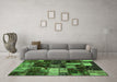 Machine Washable Patchwork Green Transitional Area Rugs in a Living Room,, wshabs5618grn