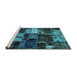 Sideview of Machine Washable Patchwork Turquoise Transitional Area Rugs, wshabs5618turq