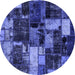 Round Patchwork Blue Transitional Rug, abs5618blu