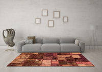 Machine Washable Patchwork Orange Transitional Rug, wshabs5618org