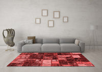 Machine Washable Patchwork Red Transitional Rug, wshabs5618red