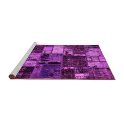 Sideview of Machine Washable Patchwork Pink Transitional Rug, wshabs5618pnk