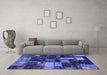 Machine Washable Patchwork Blue Transitional Rug in a Living Room, wshabs5618blu