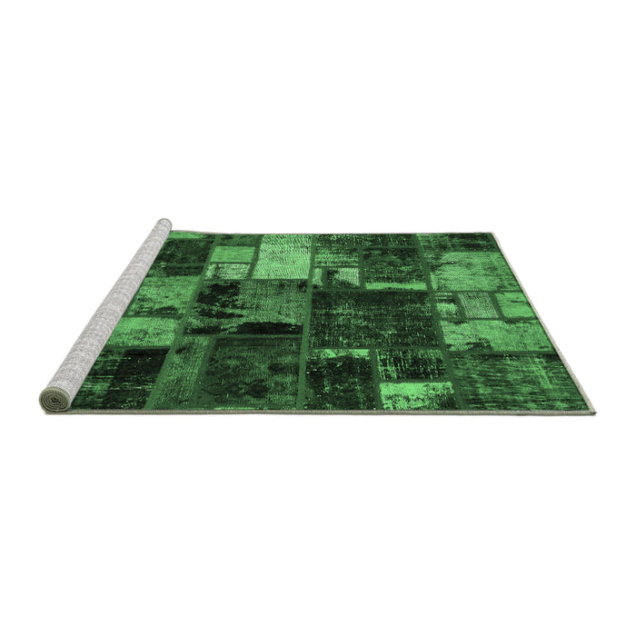 Sideview of Machine Washable Patchwork Emerald Green Transitional Area Rugs, wshabs5618emgrn