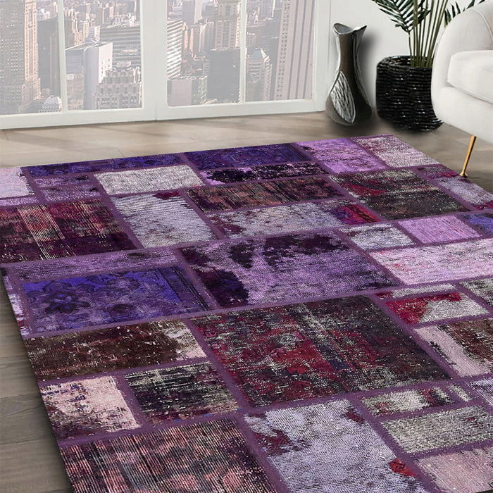 Machine Washable Abstract Lavender Purple Rug in a Family Room, wshabs5618