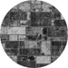 Round Patchwork Gray Transitional Rug, abs5618gry