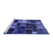 Sideview of Machine Washable Patchwork Blue Transitional Rug, wshabs5618blu
