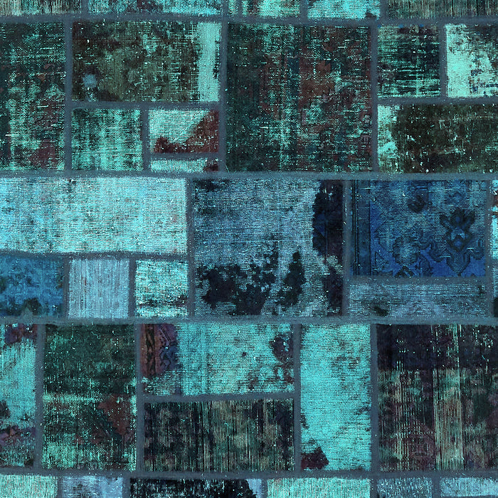 Patchwork Turquoise Transitional Rug, abs5618turq