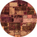 Round Patchwork Orange Transitional Rug, abs5618org