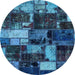 Round Patchwork Light Blue Transitional Rug, abs5618lblu