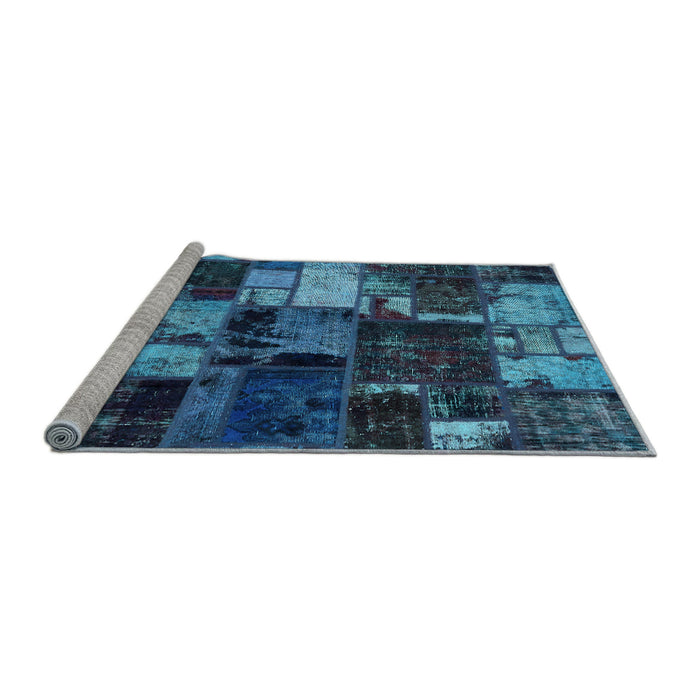 Sideview of Machine Washable Patchwork Light Blue Transitional Rug, wshabs5618lblu