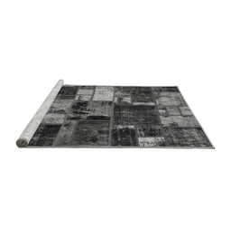 Sideview of Machine Washable Patchwork Gray Transitional Rug, wshabs5618gry