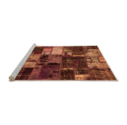 Sideview of Machine Washable Patchwork Orange Transitional Area Rugs, wshabs5618org