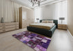 Abstract Lavender Purple Patchwork Rug in a Bedroom, abs5618