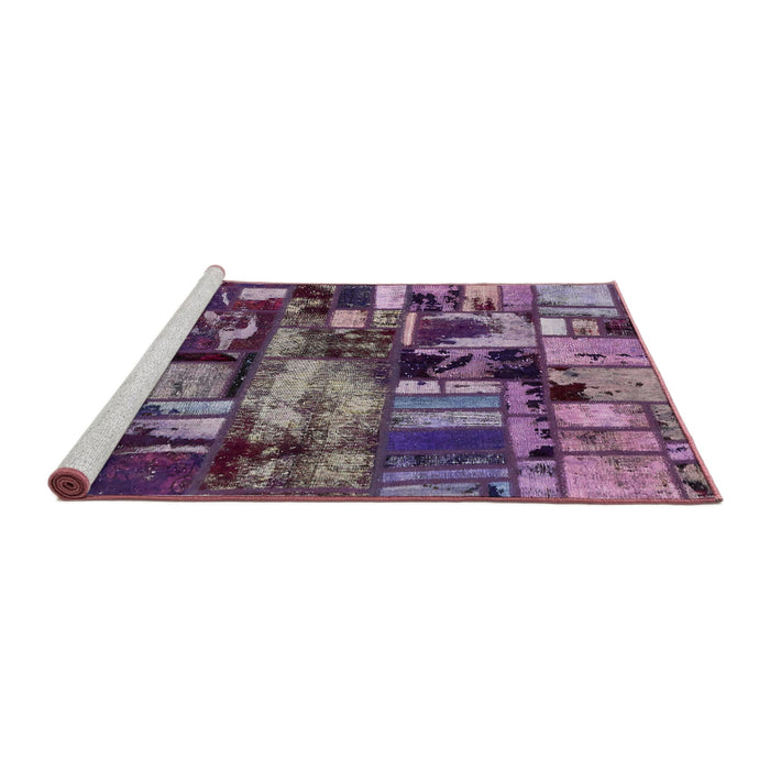 Sideview of Machine Washable Abstract Purple Rug, wshabs5619