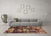 Machine Washable Patchwork Brown Transitional Rug in a Living Room,, wshabs5619brn