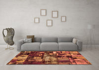 Machine Washable Patchwork Orange Transitional Rug, wshabs5619org