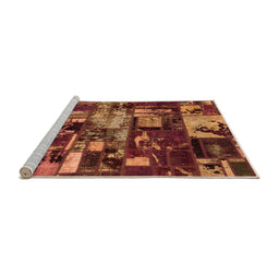 Sideview of Machine Washable Patchwork Orange Transitional Area Rugs, wshabs5619org